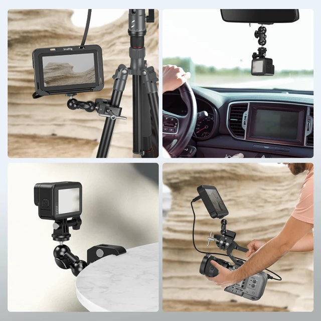 Alt view image 6 of 7 - Super Clamp Mount 2-Pack, Double Ball Head Magic Arm for Camera | Clamp for Fences, Desks, Tripods, for Monitors, Lights, Action Cameras