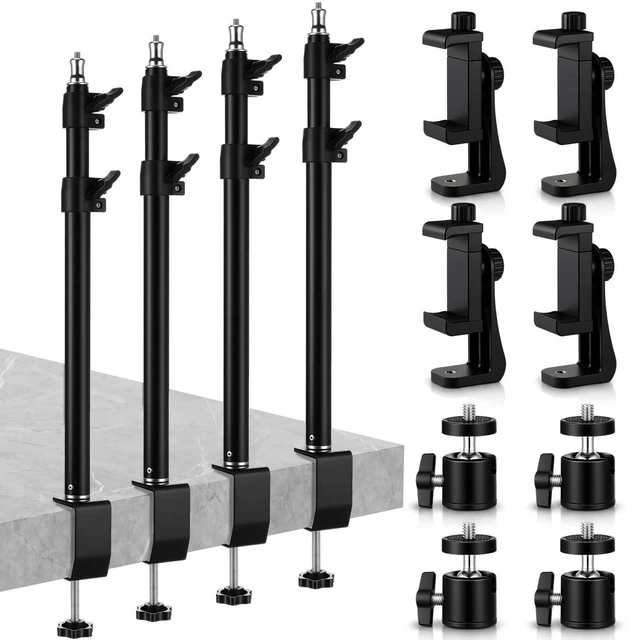 Main image of 4 Pack Extendable Camera Desk Mount 15-36" Desk Clamp Light Stand | Adjustable Table Clamp Camera Mount, Tabletop C Clamp for Webcam Ring Light Live Streaming Photo Video Shooting