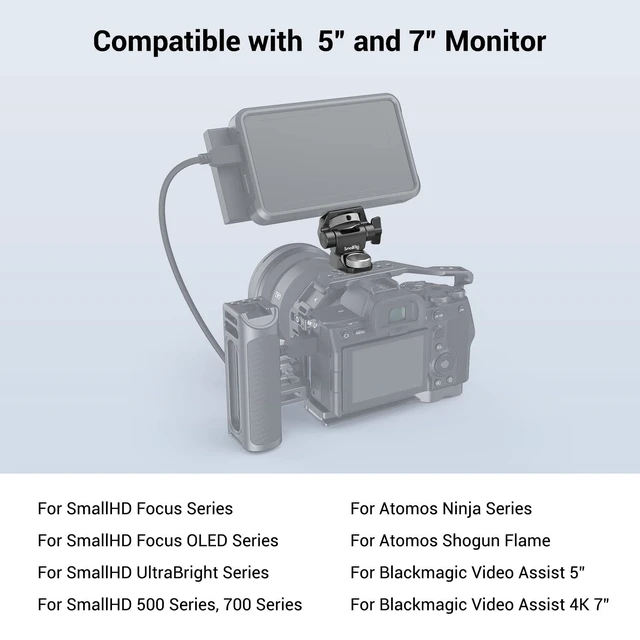 Alt view image 6 of 7 - Adjustable Camera Monitor Mount for ARRI-Style (Upgrade), 360° Swivel and 180° Tilt Monitor Holder Anti-Twist Support 5 and 7 Field Monitor