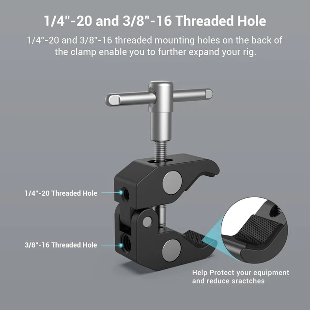 Alt view image 4 of 7 - Super Clamp w/ 1/4" and 3/8" Thread and 5.8 Inches Magic Arm | Adjustable Friction Power Articulating Magic Arm with 1/4" Thread Screw for LCD Monitor/LED Lights - KBUM2730
