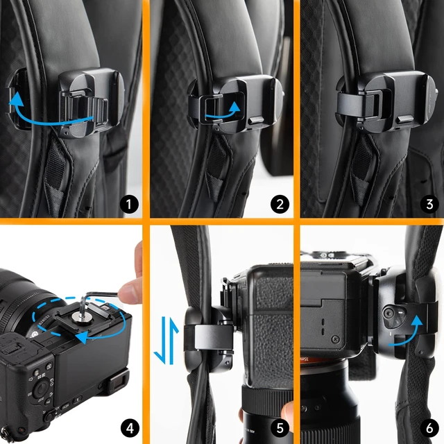 Alt view image 5 of 7 - Beetle Camera Clip with Plate Quick Release System Backpack Clip | Max Load 66 lb Aluminum Clip for Sony, Nikon, Fuji, DSLR Action Camera Backpack Cameras Strap Mount (for Camera)