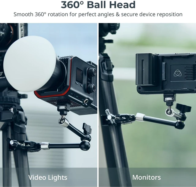 Alt view image 4 of 7 - 12.9 Inches Magic Arm Clamp, with 1/4 Screw & Anti-Deflection Pin | Clamp Mount for GoPro/for Insta360 /for DJI Action/for DSLR/for Light/for Monitor/for Phone - 5312