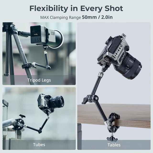 Alt view image 7 of 7 - 12.9 Inches Magic Arm Clamp, with 1/4 Screw & Anti-Deflection Pin | Clamp Mount for GoPro/for Insta360 /for DJI Action/for DSLR/for Light/for Monitor/for Phone - 5312