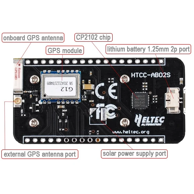 Alt view image 5 of 6 - 915MHz LoRa GPS Module HTCC-AB02S Development Board + Antenna | (Pack of 2) DIYmalls 915 MHz LoRa GPS Module HTCC-AB02S Development Board + 915MHz LoRa Antenna for LoRaWAN Gateway