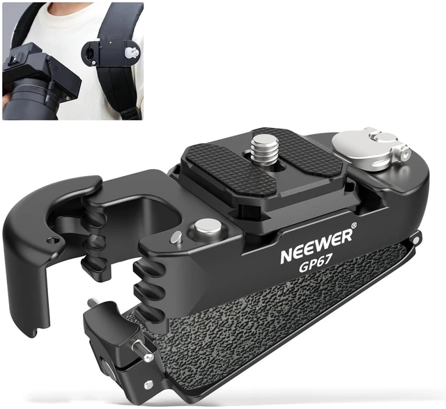 Main image of Backpack Camera Clip Mount with Square QR Plate, Upgraded Safety Latch, Quick Release Camera Belt Clip Backpack Strap Compatible with PD QR System Canon Nikon Sony DSLRs, GP67