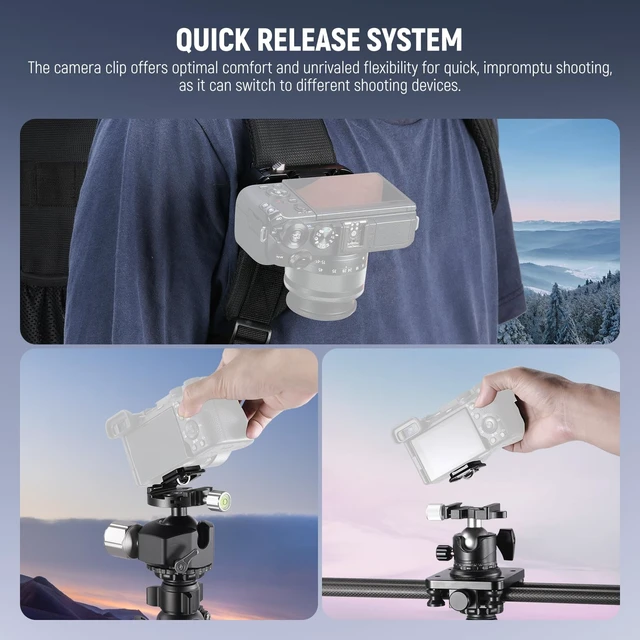 Alt view image 7 of 7 - Backpack Camera Clip Mount with Square QR Plate, Upgraded Safety Latch, Quick Release Camera Belt Clip Backpack Strap Compatible with PD QR System Canon Nikon Sony DSLRs, GP67