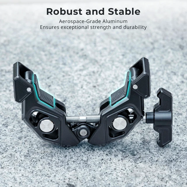 Alt view image 3 of 7 - Crab-Shaped Super Clamp with Swivel Tip & 1/4"-20 Expansion Holes | Max Clamping 50mm (2") for Camera Mounts, Tripod Accessories, Round Tube/Flat Surface, 5319