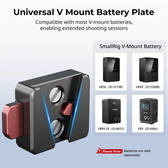 Alt view image 2 of 7 - V Mount Battery Plate, Quick Release Plate with 1/4"-20 Holes | Mini V-Lock Mount Plate Kit, Lightweight for Smallrig V-Mount Battery VB99 SE / VB50 / VB99 / X99, Monitors, Magic Arms