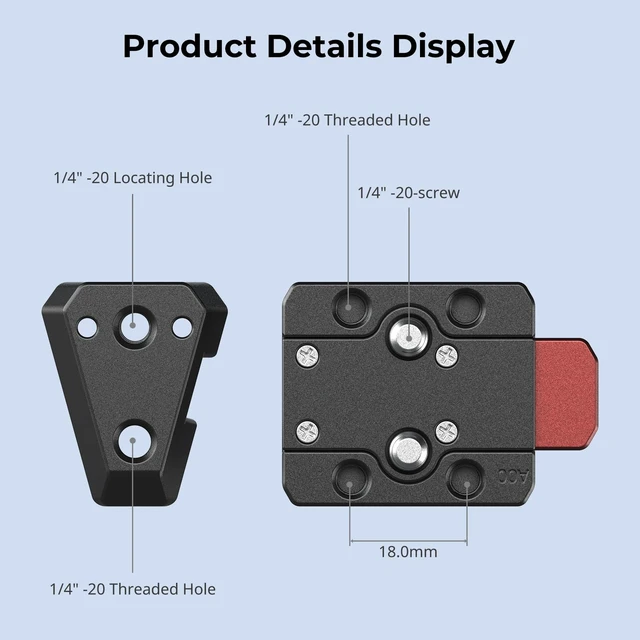 Alt view image 3 of 7 - V Mount Battery Plate, Quick Release Plate with 1/4"-20 Holes | Mini V-Lock Mount Plate Kit, Lightweight for Smallrig V-Mount Battery VB99 SE / VB50 / VB99 / X99, Monitors, Magic Arms