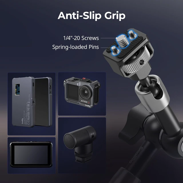 Alt view image 2 of 7 - 7'' Magic Arm with 1/4"-20 Screws & Spring-Loaded Pins | Max Load Capacity 3.3lbs, 360° Dual Ball Head, Non-Slip Design for Cameras/Lights/Monitors/Mics/Phones 5308