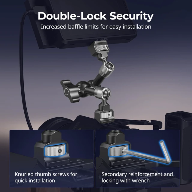 Alt view image 3 of 7 - 7'' Magic Arm with 1/4"-20 Screws & Spring-Loaded Pins | Max Load Capacity 3.3lbs, 360° Dual Ball Head, Non-Slip Design for Cameras/Lights/Monitors/Mics/Phones 5308