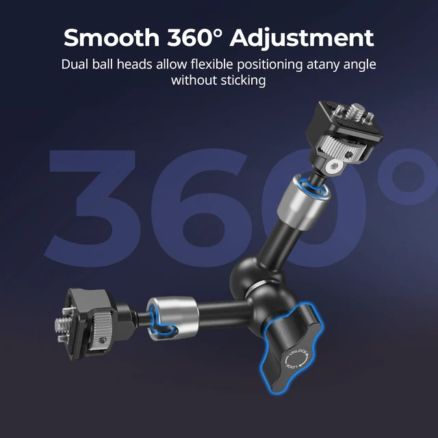 Alt view image 5 of 7 - 7'' Magic Arm with 1/4"-20 Screws & Spring-Loaded Pins | Max Load Capacity 3.3lbs, 360° Dual Ball Head, Non-Slip Design for Cameras/Lights/Monitors/Mics/Phones 5308