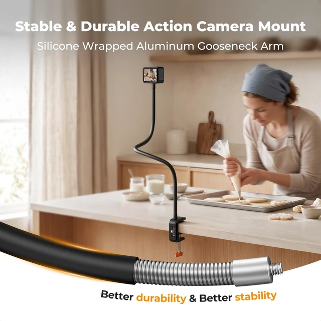 Alt view image 4 of 6 - Desk Webcam Camera Mount 27.5" Gooseneck Arm with 1/4" Screw | Overhead Camera Clamp Mount Adjustable Aluminum Arm for Remote Workers Content Creators Streamer Home Office Users, MS-57