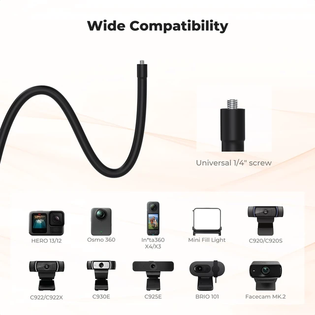 Alt view image 5 of 6 - Desk Webcam Camera Mount 27.5" Gooseneck Arm with 1/4" Screw | Overhead Camera Clamp Mount Adjustable Aluminum Arm for Remote Workers Content Creators Streamer Home Office Users, MS-57