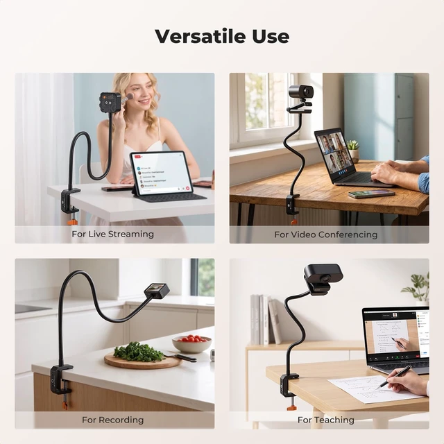 Alt view image 6 of 6 - Desk Webcam Camera Mount 27.5" Gooseneck Arm with 1/4" Screw | Overhead Camera Clamp Mount Adjustable Aluminum Arm for Remote Workers Content Creators Streamer Home Office Users, MS-57