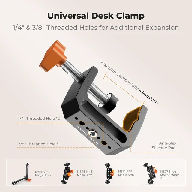 Alt view image 3 of 6 - Desk Webcam Camera Mount 27.5" Gooseneck Arm with 1/4" Screw | Overhead Camera Clamp Mount Adjustable Aluminum Arm for Remote Workers Content Creators Streamer Home Office Users, MS-57