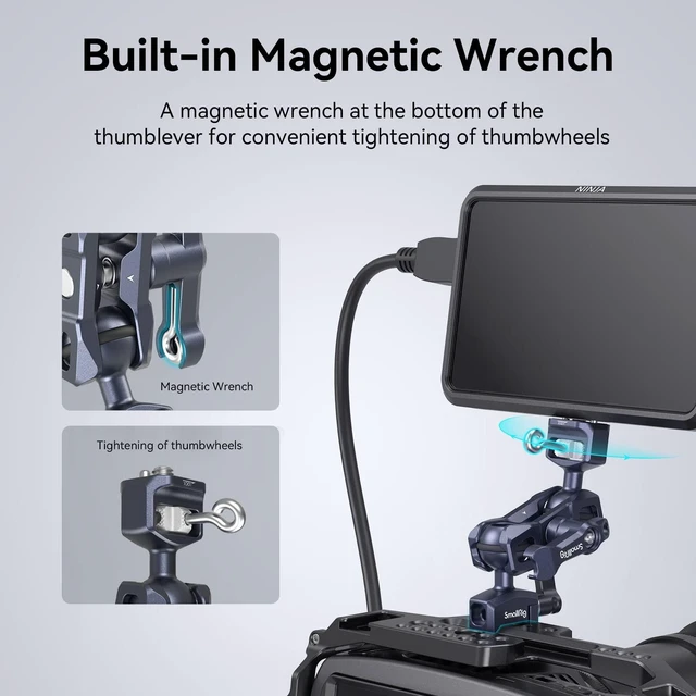Alt view image 5 of 7 - Articulating Magic Arm with NATO Clamp and 1/4"-20 Screw | With Retractable Pins,360 Degree Rotation, Max Load of 12 Ib Magic Arm for Field Monitor, Camera and Lights