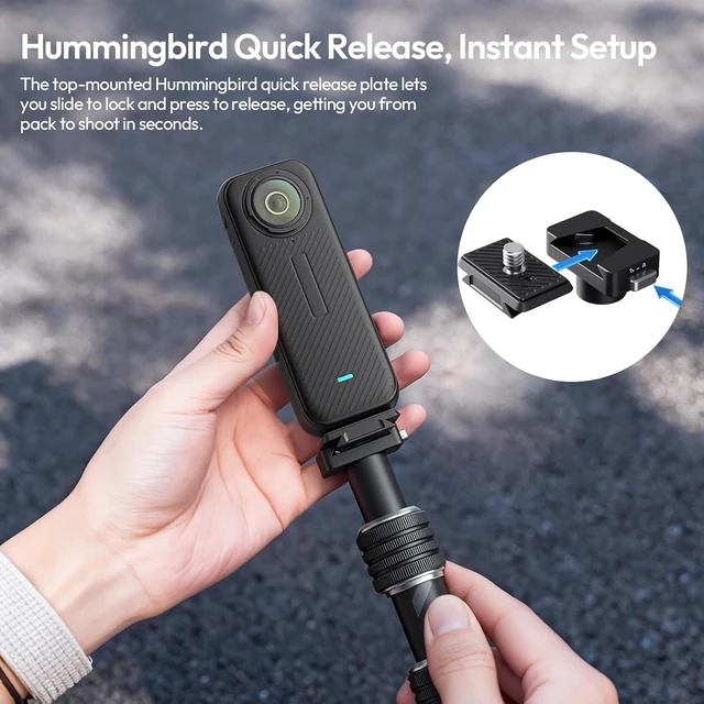 Alt view image 3 of 7 - VL03 40in Invisible Selfie Stick Motorcycle Bike Mount Kit | for Insta360 X6 X5 X4 X3/DJI Osmo 360/GoPro MAX MAX2, Quick-Release, Aluminum, Clamp Mount for GoPro DJI Insta360 Cams