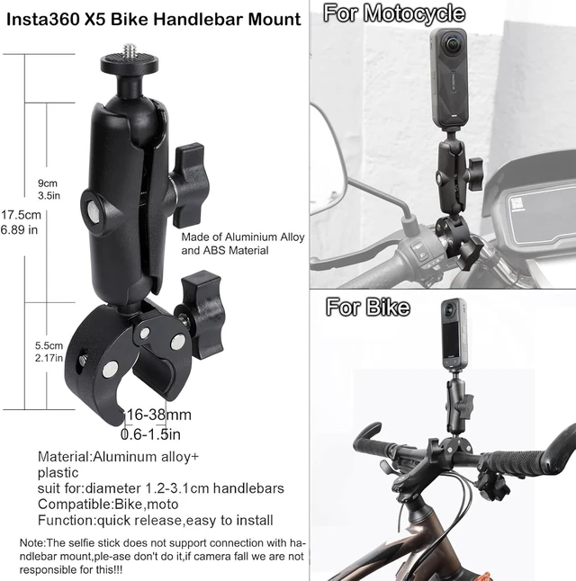 Alt view image 5 of 7 - Camera Motorcycle Mount for Insta360 X6/X5/X4/X3/X2,Double Super Clamp Mount Umbrella clamp Holder for Monitor Bracket Magic Socket Arm with 1/4 Thread for Moto Bike Bicycle Handlebar