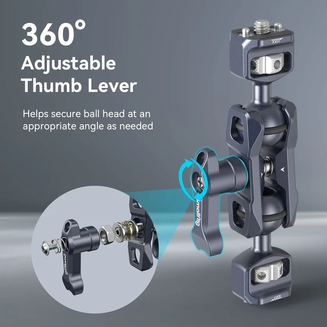 Alt view image 5 of 7 - Camera Magic Arm, Flexible Articulating Arm with 1/4'' Screws | Field Monitor Mount with Dual Ballhead, for DSLR, LED Light, Flash, Action Camera for Insta360 X6/X5, for DJI Action