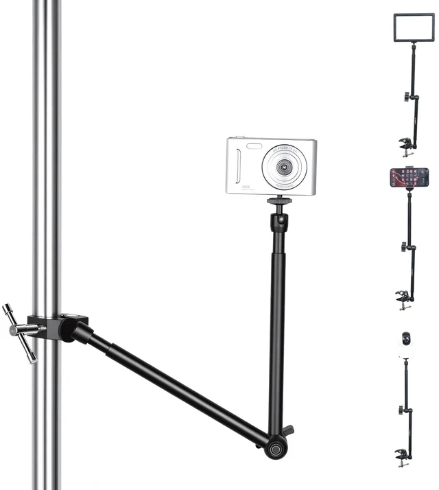 Main image of 20" Magic Arm Clamp, Overhead Action Camera Mount Holder Stand | Camera Arm Flexible Desk Camera Mount, Articulating Friction Boom Arm, for POV Shot, Filming, Light, Webcam, Action Camera