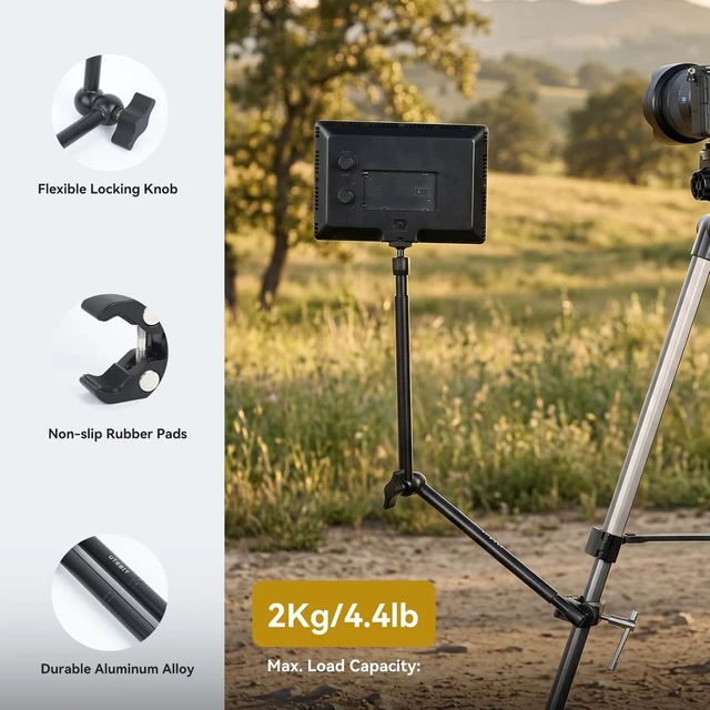 Alt view image 2 of 7 - 20" Magic Arm Clamp, Overhead Action Camera Mount Holder Stand | Camera Arm Flexible Desk Camera Mount, Articulating Friction Boom Arm, for POV Shot, Filming, Light, Webcam, Action Camera