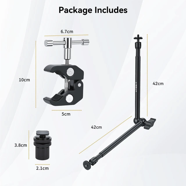 Alt view image 6 of 7 - 20" Magic Arm Clamp, Overhead Action Camera Mount Holder Stand | Camera Arm Flexible Desk Camera Mount, Articulating Friction Boom Arm, for POV Shot, Filming, Light, Webcam, Action Camera