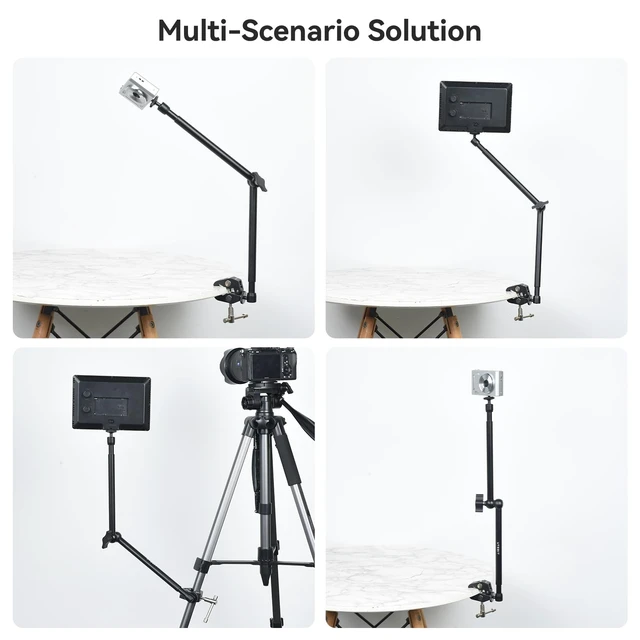 Alt view image 7 of 7 - 20" Magic Arm Clamp, Overhead Action Camera Mount Holder Stand | Camera Arm Flexible Desk Camera Mount, Articulating Friction Boom Arm, for POV Shot, Filming, Light, Webcam, Action Camera