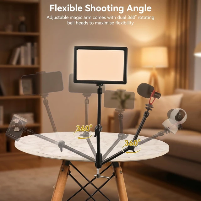 Alt view image 3 of 7 - 20" Magic Arm Clamp, Overhead Action Camera Mount Holder Stand | Camera Arm Flexible Desk Camera Mount, Articulating Friction Boom Arm, for POV Shot, Filming, Light, Webcam, Action Camera