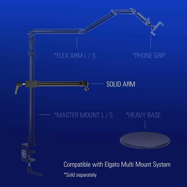 Alt view image 3 of 6 - Solid Arm, Holding Arm with Padded Clamp | Clamps horizontally onto Master Mount, Ball head with 1/4-inch screw, Steel and hard composite build