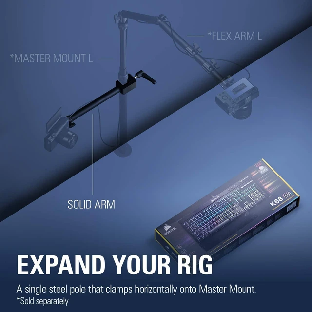 Alt view image 5 of 6 - Solid Arm, Holding Arm with Padded Clamp | Clamps horizontally onto Master Mount, Ball head with 1/4-inch screw, Steel and hard composite build