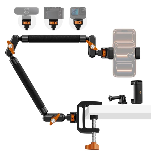 Main image of 22" Magic Arm with Desk C-Clamp, Overhead Desk Camera Mount | Long Articulating Friction Boom Arm for Phone, Action Camera, LED Light, Microphone, MS39