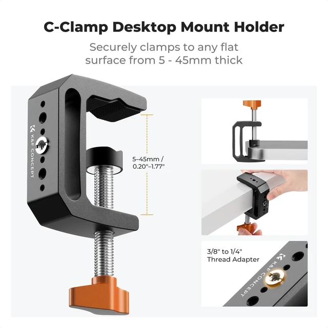 Alt view image 4 of 7 - 22" Magic Arm with Desk C-Clamp, Overhead Desk Camera Mount | Long Articulating Friction Boom Arm for Phone, Action Camera, LED Light, Microphone, MS39