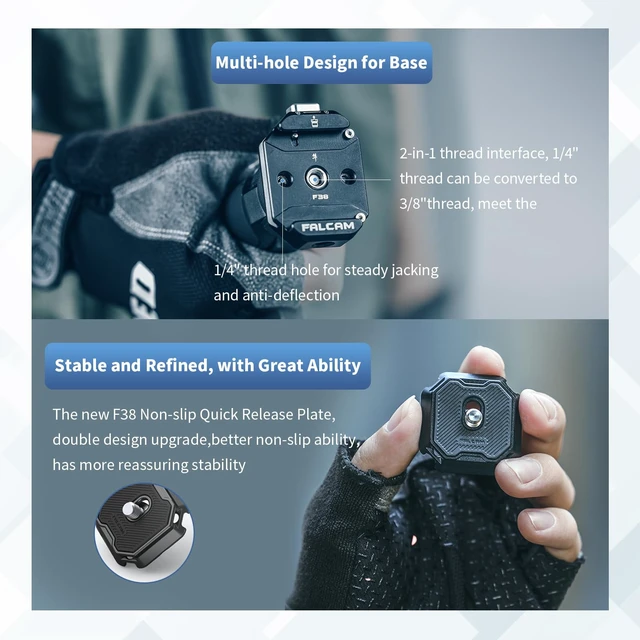 Alt view image 4 of 6 - F38 Multi-Hole Camera Quick Release Plate Kit | 1/4" to 3/8" Mount Quick Release System QR Plate Camera Tripod Mount Adapter for Sony Canon Monopod DSLR Stabilizer Slider