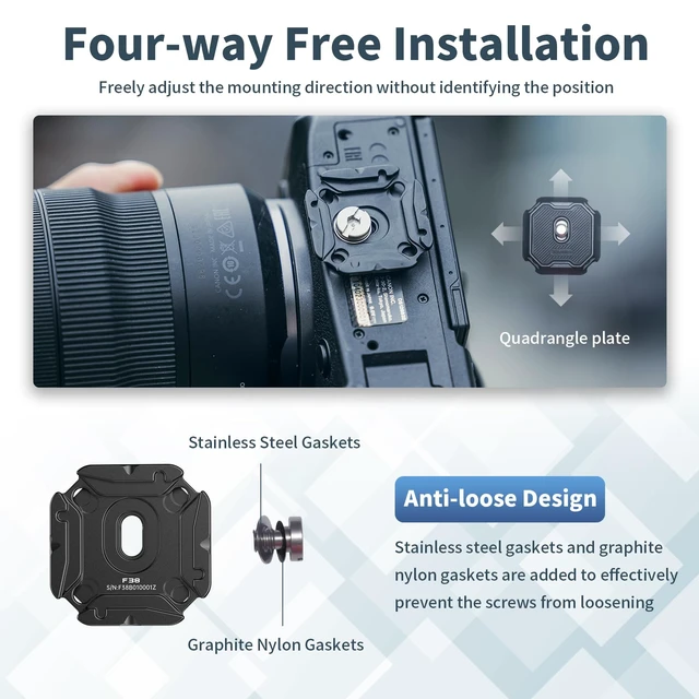 Alt view image 3 of 6 - F38 Multi-Hole Camera Quick Release Plate Kit | 1/4" to 3/8" Mount Quick Release System QR Plate Camera Tripod Mount Adapter for Sony Canon Monopod DSLR Stabilizer Slider