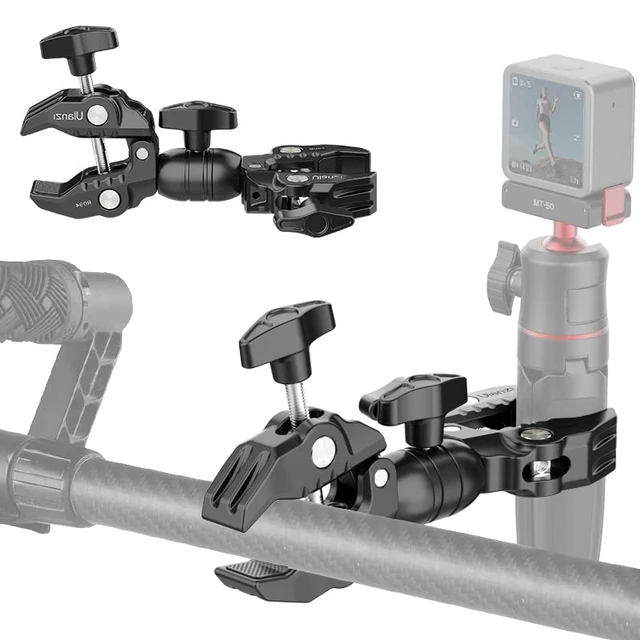 Alt view image 3 of 7 - Super Clamp Double Camera Clamp, R096 Crab Plier Clip Bracket Mount | Monitor Magic Arm Double Ball Head Adapter for Photo Studio Light Stand, Photography Reflector, Photo Boom Stand, Cross Bars
