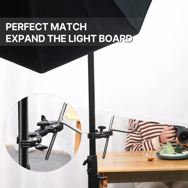 Alt view image 6 of 7 - Super Clamp Double Camera Clamp, R096 Crab Plier Clip Bracket Mount | Monitor Magic Arm Double Ball Head Adapter for Photo Studio Light Stand, Photography Reflector, Photo Boom Stand, Cross Bars