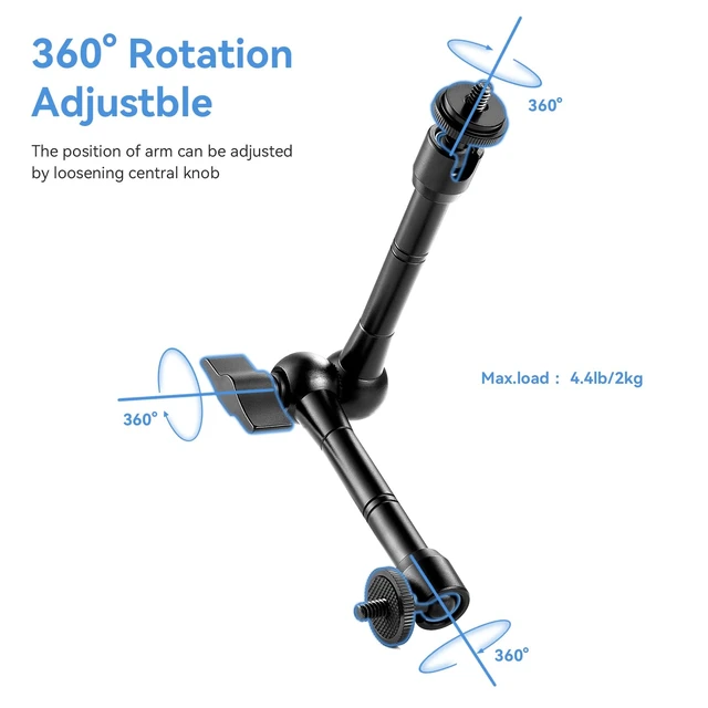 Alt view image 3 of 5 - 11" Magic Arm Clamp with Super Clamp | ARRI 1/4" Thread, ARRI 3/8" Thread
