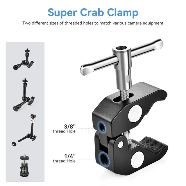 Alt view image 4 of 5 - 11" Magic Arm Clamp with Super Clamp | ARRI 1/4" Thread, ARRI 3/8" Thread