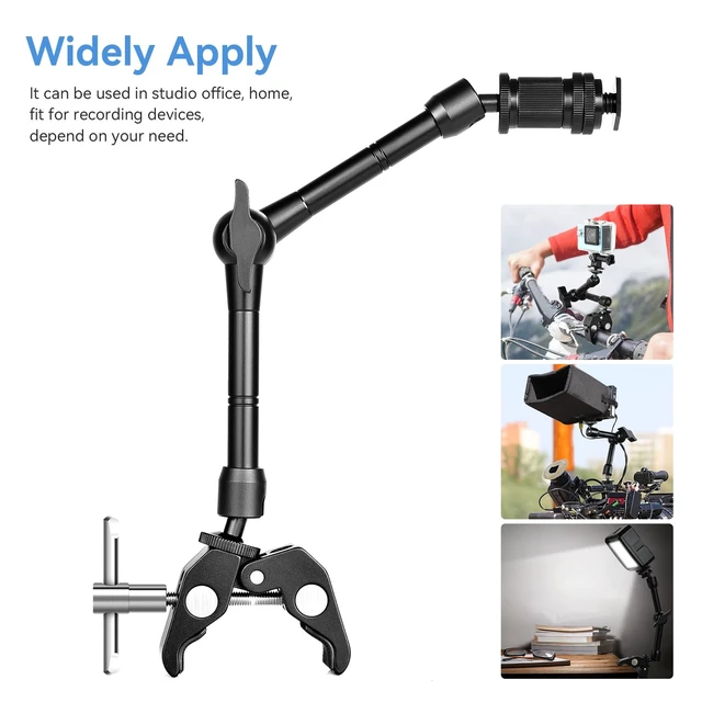 Alt view image 5 of 5 - 11" Magic Arm Clamp with Super Clamp | ARRI 1/4" Thread, ARRI 3/8" Thread