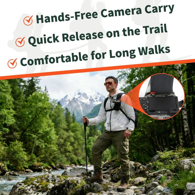 Alt view image 2 of 7 - Camera Backpack Clip Arca-Style Quick Release Anti-Drop Dual-Lock | Max Load 66 lb Aluminum Clip for Mirrorless/DSLR Cameras, Hands-Free for Hiking Travel and Street Photography, Gray CP01
