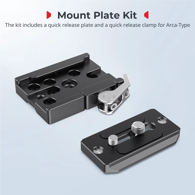 Alt view image 2 of 7 - Universal Quick Release Mount Plate Kit for Arca, Clamp & Plate | Built in Clamp and Plate, with 1/4''-20 & 3/8''-16 Threaded Holes