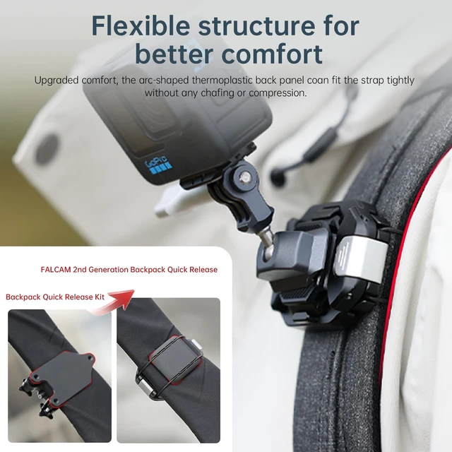 Alt view image 4 of 7 - F38 Backpack Camera Clip V2 with Plate | Arca-Swiss Quick Release, 30kg/66lb Heavy Load, Dyneema Safety Strap, Belt & Strap Mount for DSLR Action Mirrorless Black