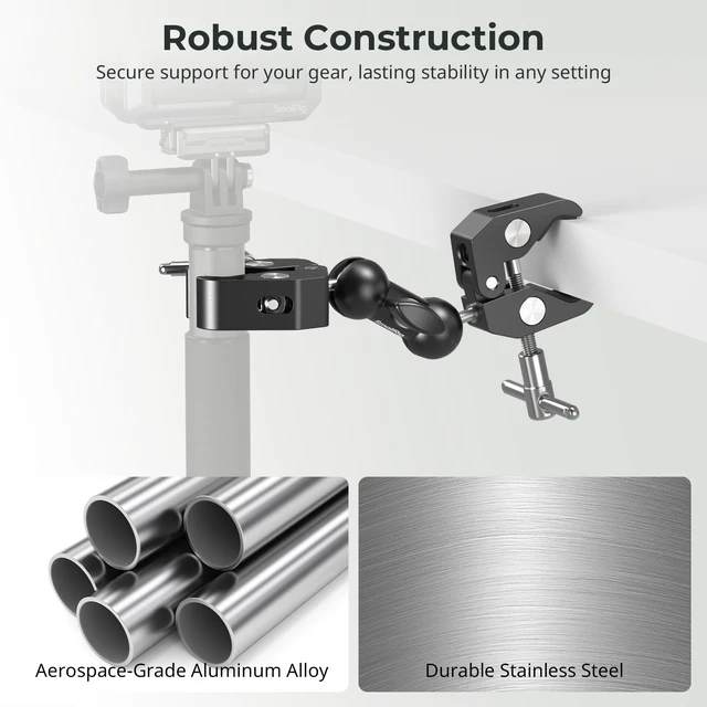Alt view image 4 of 7 - Adjustable Double Clamp Mount, Dual Head 15-40mm Anti-Slip Clamp | 1.5kg Aluminum Alloy Clamp for Photography Lighting/Tripod/Studio - 5331
