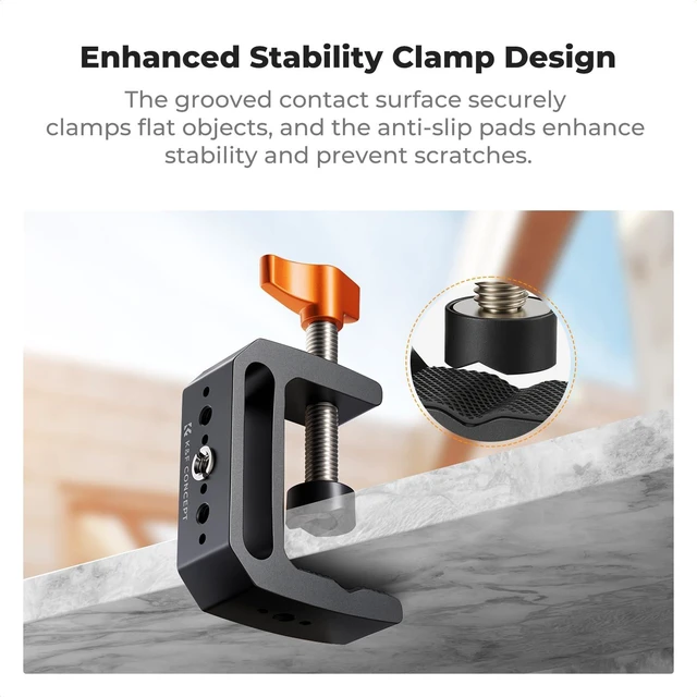 Alt view image 7 of 7 - Camera C-Clamp Mount with Double Ball Head Magic Arm | 360° Adjustable Clamp Desktop Mount, for Action Camera, Monitor, LED Light and Microphone