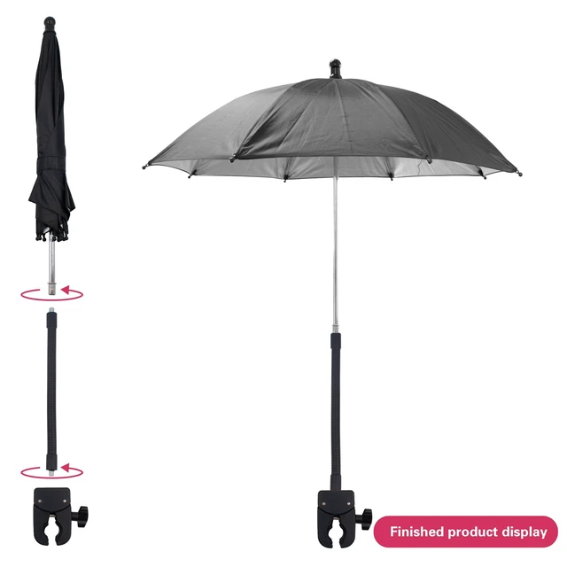 Alt view image 3 of 6 - 20'' Umbrella Chair Clamp for Cameras, Tripod Sun Shade Umbrella (Black) | Flexible Adjustable Gooseneck Camera Rain Cover for Outdoor Photographing, Filming, Live Streaming