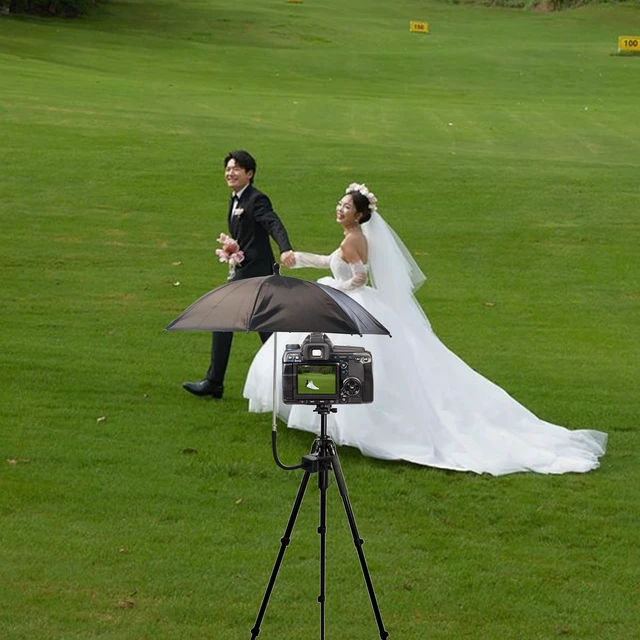 Alt view image 5 of 6 - 20'' Umbrella Chair Clamp for Cameras, Tripod Sun Shade Umbrella (Black) | Flexible Adjustable Gooseneck Camera Rain Cover for Outdoor Photographing, Filming, Live Streaming