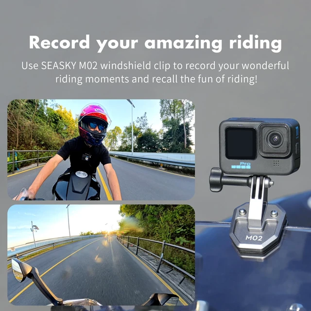 Alt view image 2 of 7 - M02 Action Camera Motorcycle Windshield Clamp Mount for Gopro 13/12 | All Aluminum Metal Motorbike Windscreen Accessories for Gopro Hero11/10/9/8/7 DJI Action 6 5 4 Insta360 Ace Pro 2