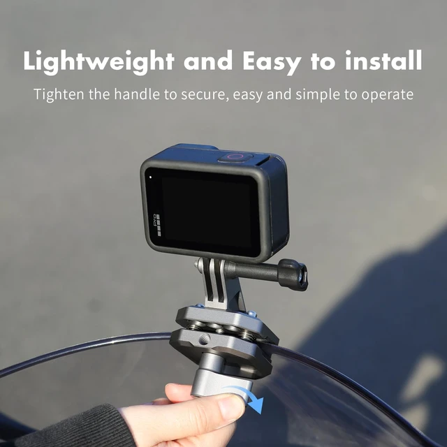 Alt view image 5 of 7 - M02 Action Camera Motorcycle Windshield Clamp Mount for Gopro 13/12 | All Aluminum Metal Motorbike Windscreen Accessories for Gopro Hero11/10/9/8/7 DJI Action 6 5 4 Insta360 Ace Pro 2