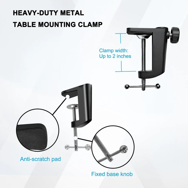 Alt view image 5 of 7 - Camera Desk Mount, Overhead Desk Camera Stand 19"- 32" Adjustable Desk Webcam Arm Light Stand for DSLR Camera, Ring Light, Live Streaming, Photo Video Shooting